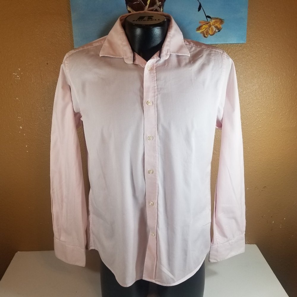 Duchamp Men Pink Dress Shirt Size 17.5" 44 cm